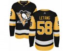 Mens Adidas Pittsburgh Penguins #58 Kris Letang Authentic Black Home NHL Jersey