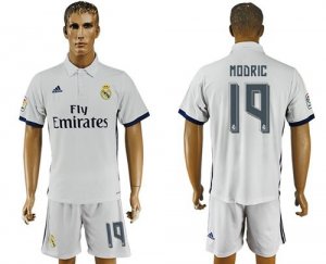 Real Madrid #19 Modric White Home Soccer Club Jersey