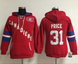 Women Montreal Canadiens #31 Carey Price Red Old Time Heidi NHL Hoodie