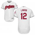 2016 Men Cleveland Indians #12 rancisco Lindor Majestic White Flexbase Authentic Collection Custom Jersey