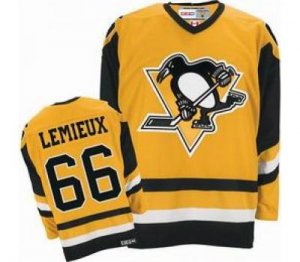 nhl pittsburgh penguins #66 lemieux m&n yellow