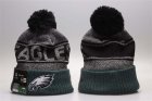 Eagles Gray Wordmark Cuffed Pom Knit Hat YP