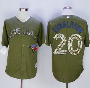 MLB Men Toronto Blue Jays #20 Josh Donaldson Green Camo New Cool Base Stitched Jersey