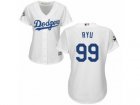 Women Majestic Los Angeles Dodgers #99 Hyun-Jin Ryu Replica White Home 2017 World Series Bound Cool Base MLB Jersey