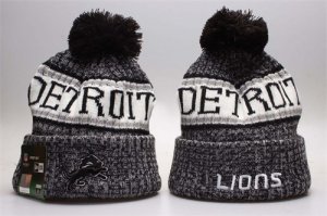 Lions Gray Wordmark Cuffed Pom Knit Hat YP