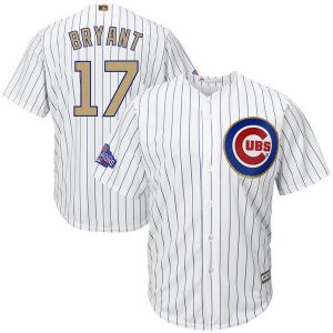 Youth Chicago Cubs # 17 Kris Bryant White World Series Champions Gold Program Cool Base Jersey