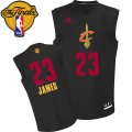 Men's Adidas Cleveland Cavaliers #23 LeBron James Swingman Black New Fashion 2016 The Finals Patch NBA Jersey