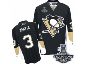 Mens Reebok Pittsburgh Penguins #3 Olli Maatta Premier Black Home 2017 Stanley Cup Champions NHL Jersey