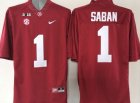 NCAA Alabama Crimson Tide #1 Nick Saban Red 2016 College Football Playoff National Championship Jersey