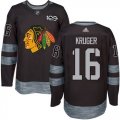 Mens Chicago Blackhawks #16 Marcus Kruger Black 1917-2017 100th Anniversary Stitched NHL Jersey