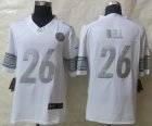 Nike Pittsburgh Steelers #26 Bell Platinum White Jerseys(Game)