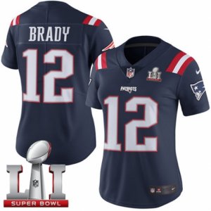 Womens Nike New England Patriots #12 Tom Brady Limited Navy Blue Rush Super Bowl LI 51 NFL Jersey