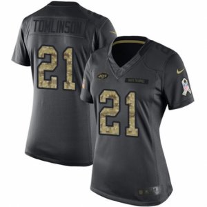 Women\'s Nike New York Jets #21 LaDainian Tomlinson Limited Black 2016 Salute to Service NFL Jersey