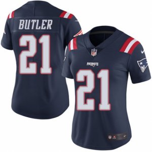 Women\'s Nike New England Patriots #21 Malcolm Butler Limited Navy Blue Rush NFL Jersey