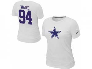 Women Nike Dallas Cowboys #94 WARE Name & Number T-Shirt White