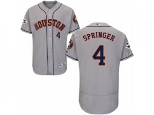 Houston Astros #4 George Springer Authentic Grey Road 2017 World Series Bound Flex Base MLB Jersey (2)