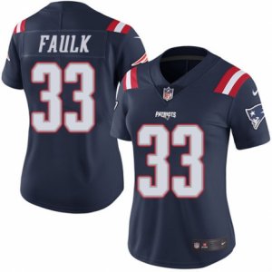 Women\'s Nike New England Patriots #33 Kevin Faulk Limited Navy Blue Rush NFL Jersey