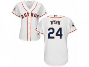 Women Majestic Houston Astros #24 Jimmy Wynn Authentic White Home 2017 World Series Bound Cool Base MLB Jersey