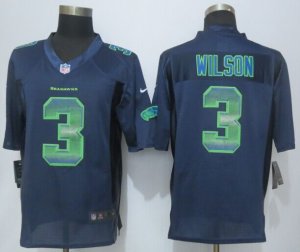 2015 New Nike Seattle Seahawks #3 Wilson Navy Blue Strobe Jerseys(Limited)