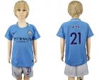 2017-18 Manchester City 21 SILVA Home Youth Soccer Jersey