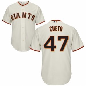 Mens Majestic San Francisco Giants #47 Johnny Cueto Replica Cream Home Cool Base MLB Jersey
