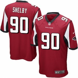 Mens Nike Atlanta Falcons #90 Derrick Shelby Game Red Team Color NFL Jersey