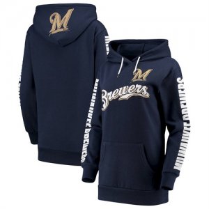 Milwaukee Brewers G III 4Her by Carl Banks Women\'s Extra Innings Pullover Hoodie Navy