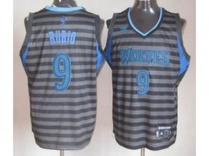 nba minnesota timberwolves #9 rubio grey[number blue][black strip][limited]