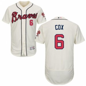 Men\'s Majestic Atlanta Braves #6 Bobby Cox Cream Flexbase Authentic Collection MLB Jersey