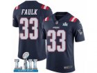 Youth Nike New England Patriots #33 Kevin Faulk Limited Navy Blue Rush Vapor Untouchable Super Bowl LII NFL Jersey