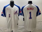 Braves # 1 Ozzie Albies White Nike 2023 City Connect Cool Base Jersey