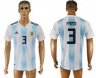 Argentina 3 FAZIO Home 2018 FIFA World Cup Thailand Soccer Jersey