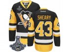 Mens Reebok Pittsburgh Penguins #43 Conor Sheary Authentic Black Gold Third 2017 Stanley Cup Champions NHL Jersey