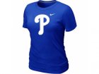women MLB Philadelphia Phillies Heathered Blue Nike Blended T-Shirt