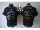 2015 Super Bowl XLIX Nike NFL Seattle Seahawks #24 Marshawn Lynch Lights Out Black Elite