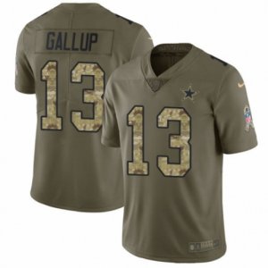 Mens Nike Dallas Cowboys #13 Michael Gallup Limited Olive Camo 2017 Salute to Service NFL Jersey