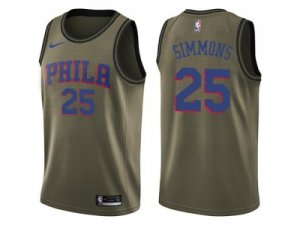 Men Nike Philadelphia 76ers #25 Ben Simmons Green Salute to Service NBA Swingman Jersey