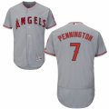 Men's Majestic Los Angeles Angels of Anaheim #7 Cliff Pennington Grey Flexbase Authentic Collection MLB Jersey