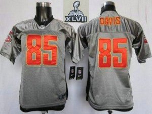 2013 Super Bowl XLVII Youth NEW NFL San Francisco 49ers #85 Vernon Davis Grey Shadow Jerseys