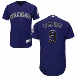 Men\'s Majestic Colorado Rockies #9 DJ LeMahieu Purple Flexbase Authentic Collection MLB Jersey