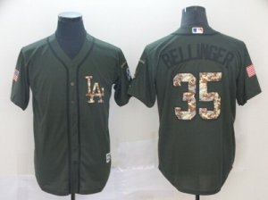 Dodgers #35 Cody Bellinger Olive Camo Salute To Service Cool Base Jersey