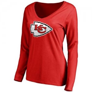 Womens Kansas City Chiefs Pro Line Primary Team Logo Slim Fit Long Sleeve T-Shirt Red