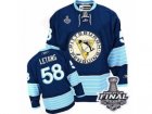 Mens Reebok Pittsburgh Penguins #58 Kris Letang Authentic Navy Blue Third Vintage 2017 Stanley Cup Final NHL Jersey