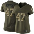 Women's Nike Philadelphia Eagles #47 Trey Burton Limited Green Salute to Service NFL Jersey