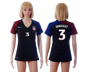 Womens USA #3 Gonzalez Away Soccer Country Jersey