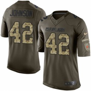 Mens Nike Cleveland Browns #42 Malcolm Johnson Limited Green Salute to Service NFL Jersey