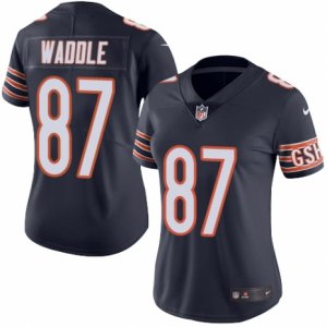 Women\'s Nike Chicago Bears #87 Tom Waddle Limited Navy Blue Rush NFL Jersey