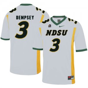 North Dakota State Bison 3 Tre Dempsey White College Football Jersey