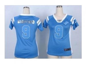 Nike women jerseys detroit lions #9 stafford blue[fashion Rhinestone sequins]