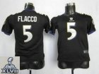 2013 Super Bowl XLVII Youth NEW NFL Baltimore Ravens 5 Joe Flacco Black Jerseys